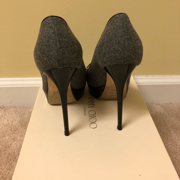 Jimmy Choo Crown Flannel/Patent Heels (size 35) - Picture 3 of 4